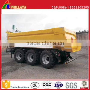 2017 NEW 3 Axles 40Tons Agricuture Drawbar Tipper Off Road Dump Tractor Trailer With Hydraulic Open Door thumbnail-2