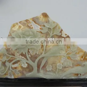 Hand Carved Natural Jade Flower Etching,jade Reliefs,jade Decoration Arts thumbnail-1