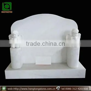 White Marble Stone Headstone With Angel Engraving thumbnail-1