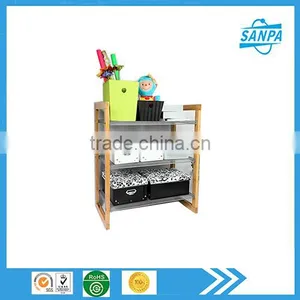 3 Layers Wooden Furniture & Wire Mesh Shoe Shelf/Standing Shoe Rack thumbnail-1