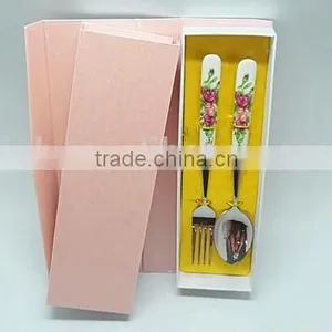 Ceramic Handle Stainless Steel Set Spoon and Fork Set thumbnail-1