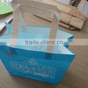 Colored Shopping Kraft Paper Bag With Ribbon Handle thumbnail-1