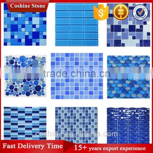New Design Generous Simple Blue White Swimming Pool Glass Mosaic Tiles thumbnail-1