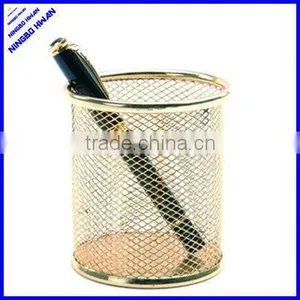 2013 High Quality 9.0cm Gold Color Metal Round Metal Pen Pot Holder thumbnail-1