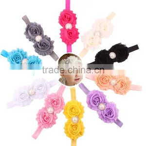Wholesale Baby Toddler Infant Flower Headband With Pearl Hair Bow Band Accessories thumbnail-1