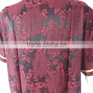 Wine Red Floral Jacquard Pyjamas V-Neck Pyjamas For Sauna Steam Clothes Set Women thumbnail-4