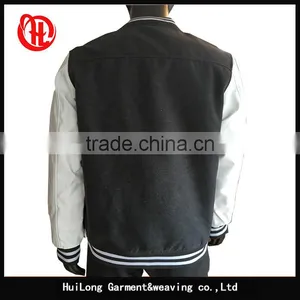 Custom pu Sleeve Fleece Casual Varsity Jacket for Men thumbnail-2