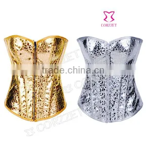 Factory Wholesale Women Leather Corset Bustiers Gold/Silvery PVC Corst thumbnail-1