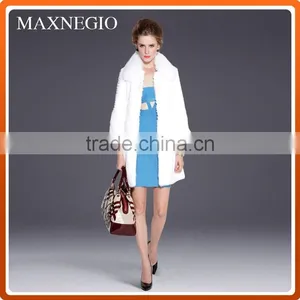 30% Off White Rabbit Fur Coat With Whit White Fox Fur Collar thumbnail-1