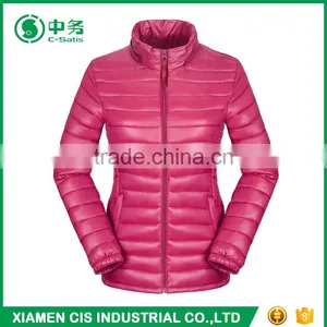 Morden Style Pink Women Ultra Light Down Jacket With Detachable Hood thumbnail-2