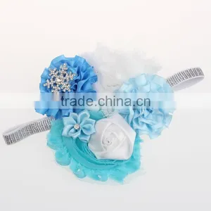 Wholesale Boutique Satin Flower Feather Baby Hairband Princess Tiara Hair Accessories thumbnail-5