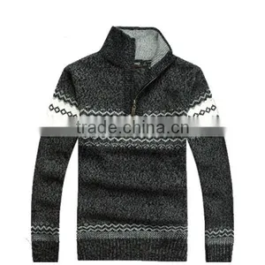 Autumn and Winter Wool Knitting Pattern 1/4 Zipper Fashion Men Pullover thumbnail-2