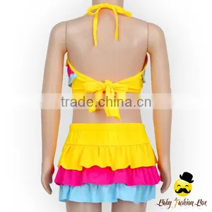 2017 Kids Summer Children Colorful Ruffle Separable Rainbow Little Girl Swimwear Holiday Cake Mini Skirt thumbnail-4