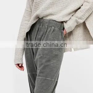 Comfy All Cotton Drop Crotch Fit Easy Drawstring Waist Womens Harem Pants thumbnail-6