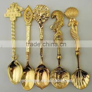 High Quality Stainless Steel Coffee Spoon /hutg Gold Brown Retro Stainless Steel Tea Spoon /fancy Dinnerware Tableware thumbnail-1
