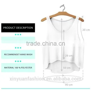 Fashion Girls 3D Design Sleeveless Sports Gym Irregular Tank Top With Pattern For Women thumbnail-2