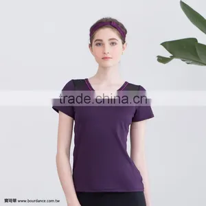 Women Gym Wear Yoga Fitness Short Sleeve T Shirts thumbnail-1