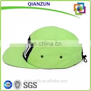100% Lightweight Cotton 5 Panel Hat Neon Green Nylon Waterproof Hat With Elastic Band thumbnail-3