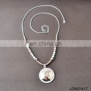 Wron Siver and Rose Gold Beaded Round Disc Necklaces thumbnail-2