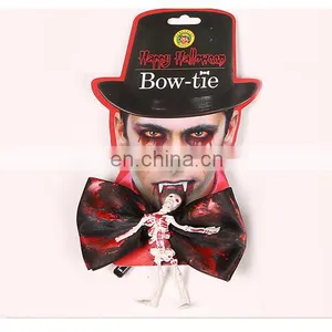 Halloween Vampire Costume Silk Bow Tie With Skeleton thumbnail-2