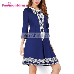 Fashion Lady Clothing Women Casual Long Sleeve Ladies Knee Length Dress thumbnail-3