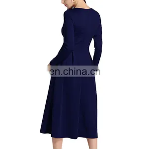 Autumn Women Long Sleeve Evening Dress Casual Loose T-Shirt Dress thumbnail-2