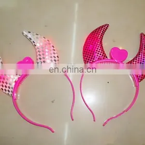 Cheap Party Plastic LED Flashing Lighted Red Devil Horns Headband PH-0073 thumbnail-1