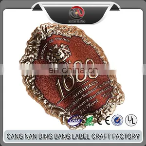 OEM Wholesale High Grade Aluminum Custom Private Brand Embossed Metallic Adhesive Wine Label thumbnail-1