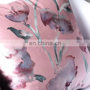 Premium Velvet Watercolour Floral Digital Print Cushion Cover for Home Deco thumbnail-5