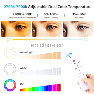 Tik Tok Ring Light 18 Inch Rgb Color LED Dimmable Light Photography Remote Control Selfie Ring Lamp With 2.1m Tripod thumbnail-7
