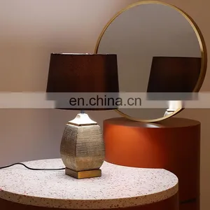 European Modern Style Indoor Ceramic Base Gold Table Porcelain Lamp for Home Decor thumbnail-6