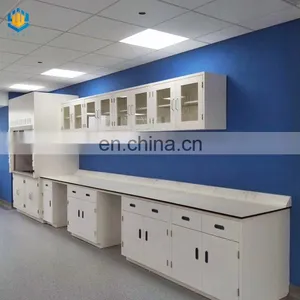 Chemistry Laboratory Table Metal Work Table Work Bench With Hanging Cabinets thumbnail-3