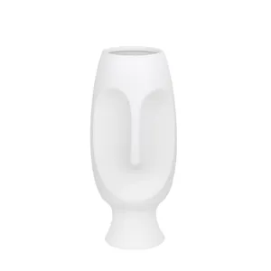 Human Face White Nordic Style Ceramic Decoration Vase For Living Room And TV Bench thumbnail-5