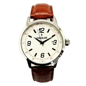 Stainless Steel Fashion Gents Watches Water Resistance Genuine Leather Quartz Man Watch thumbnail-4