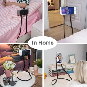 Flexible Advanced Aluminum Magnetic Lazy Neck Phone Holder Stand Long Arm Mobile Smartphone Bracket for Bed Customized LOGO Available thumbnail-4
