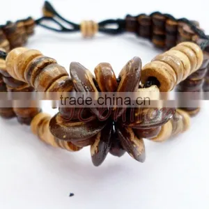 Fashion Bracelet ( Coconut Shell Beads ) Vintage Handmade thumbnail-1