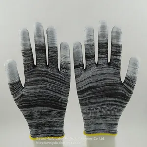 Polyester Knitted PU Fingers Coated Safety Work Gloves thumbnail-2