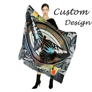 Custom 100% Woolen Scarf Big Size Shawl Personalized Double Side Printed Design thumbnail-1