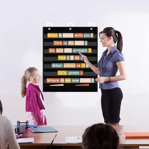 7+2 Pockets Standard Pocket Chart, Clear 7 Pockets Words Chart With 2 Extra Storage Pocket for Classroom Home Office Use, Sentence Strips thumbnail-1