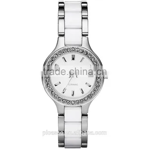 Black Silver Ceramic Quartz Ladies Bracelet Watch 8138 thumbnail-2