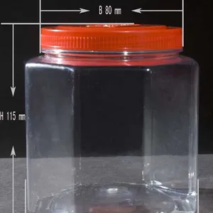 Weitmündige PET-Flasche, durchsichtiger Plastikbehälter zur Aufbewahrung und Verpackung von Süßigkeiten, Snacks und Lebensmitteln thumbnail-1