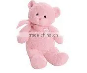 Pink Teddy Bear, Pink Stuffed Teddy Bear Toy, Embroider Eyes Plush Toy thumbnail-1