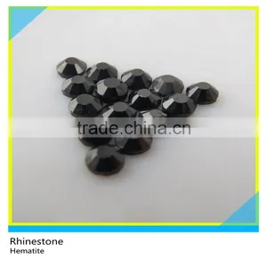 Hot Sale Hematite Glass Hotfix Stone Iron on Flatback Round Crystal Rhinestone 6mm thumbnail-1