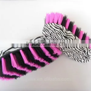 Zebra Pattern Horse Dandy Brush With White & Pink Bristle thumbnail-2