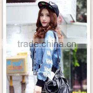 DJ213872 2014 Hot Selling China Wholesale Denim Jacket Slim Woman Denim Jeans Jacket thumbnail-2