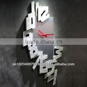 Elements Wall Clock With Big Stone Veneer Numbers and Stainless Steel, Designer Clock thumbnail-1