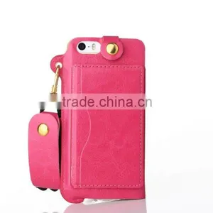 Anti Shock PU Back Stand Case for IPhone SE With String Leather Rubber Cover With Card Slot for IPhone 5 5s 5c MT-5764 thumbnail-2