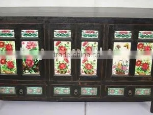 Chinese Antique Living Room Painted Cabinet thumbnail-1
