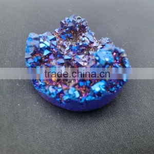 Assorted Double Electroplated Druzy Loose Cabochon, Titanium Coated Oval Shape Cabochon thumbnail-1