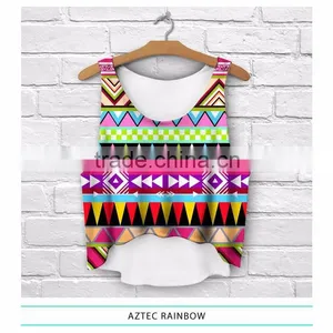 Aztec Style Wholesale Logo Print Custom Ladies Summer Short Bulk Tank Top thumbnail-1